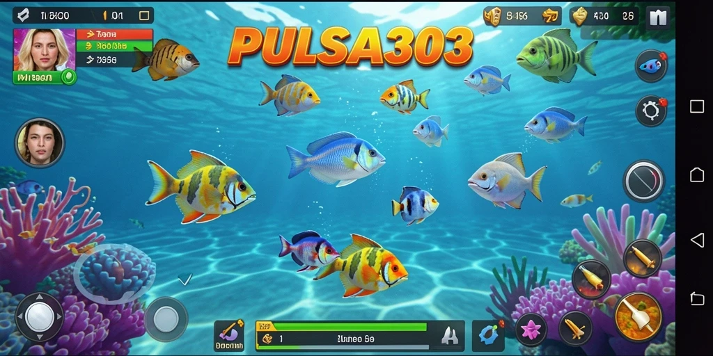 Screenshot gameplay PULSA303 menunjukkan momen seru menembak ikan.