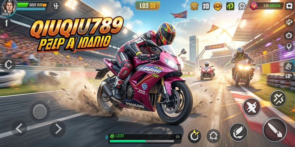 Tampilan gameplay QIUQIU789 yang mendebarkan di lintasan balapan.
